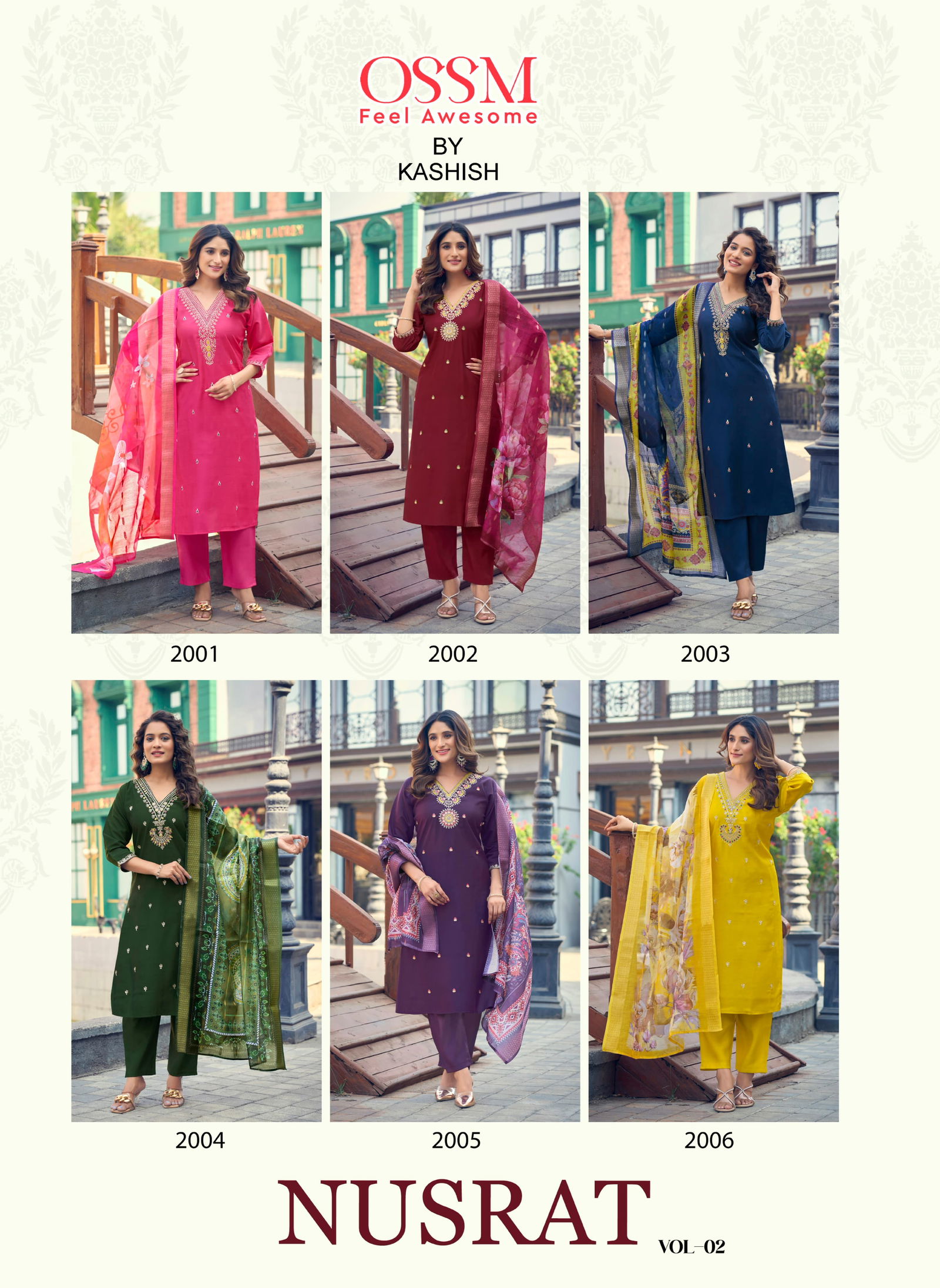 Nusrat Vol 2 By Ossm Viscose Roman Silk Kurti With Bottom Dupatta Orders In India